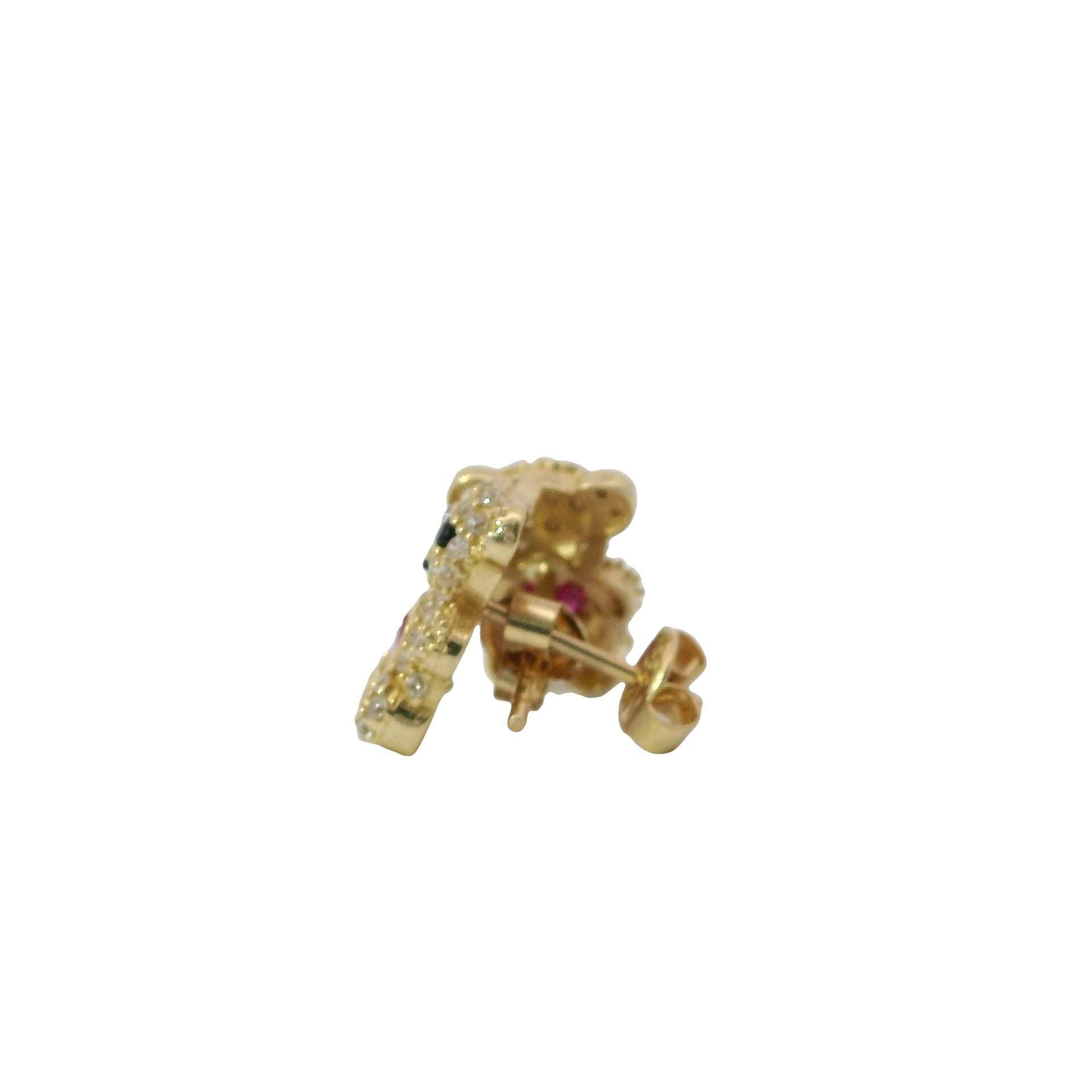 Solid 14K Yellow Gold Stud Earrings, Set with Cubic Zirconia (CZ), Made To Order., view 3