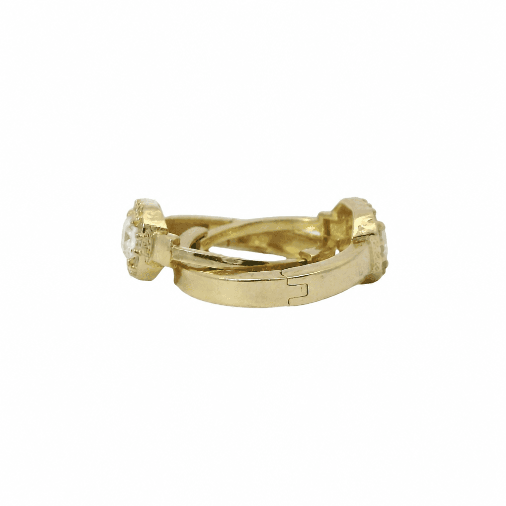 Solid 14K Yellow Gold Huggie Earrings, Set with Cubic Zirconia (CZ), Made To Order., view 3