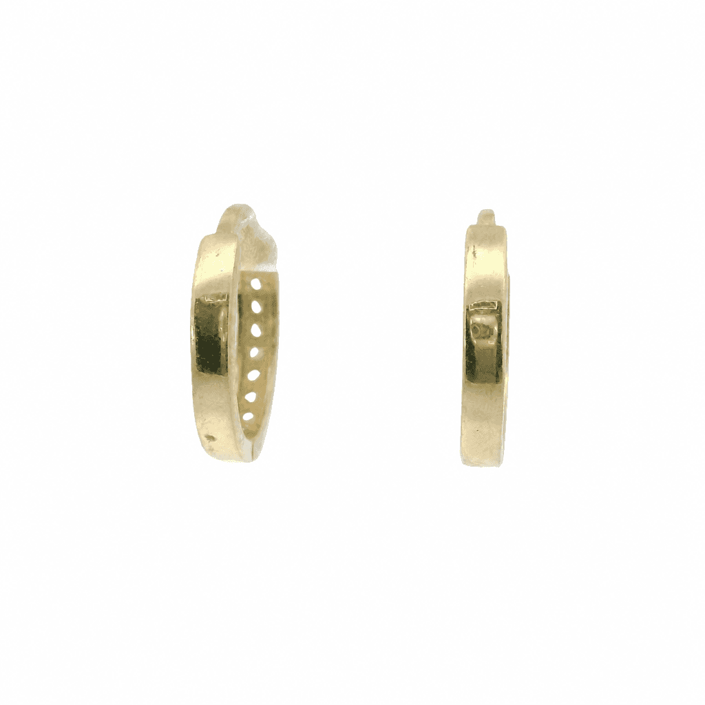 Solid 14K Two-tone Gold Huggie Earrings, Set with Cubic Zirconia (CZ), Made To Order., view 3