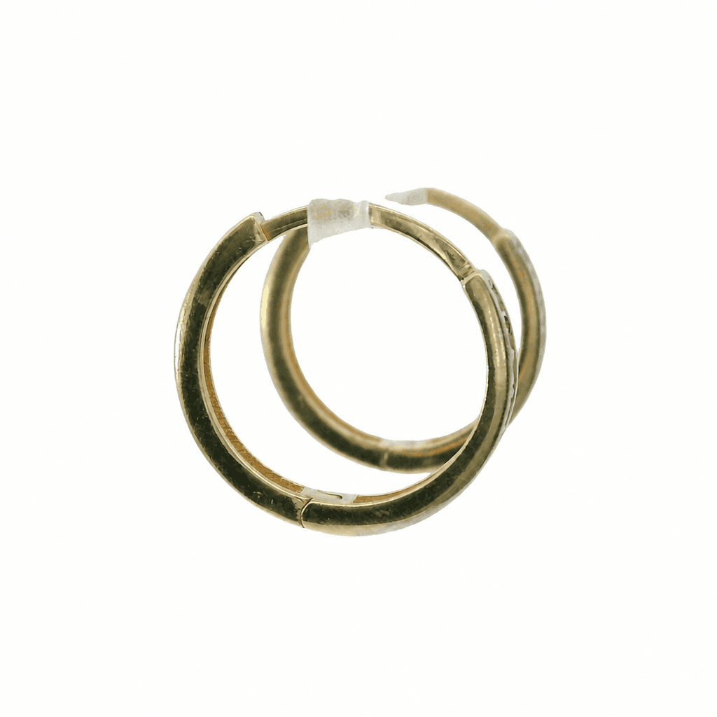 Solid 14K Two-tone Gold Huggie Earrings, Set with Cubic Zirconia (CZ), Made To Order., view 4