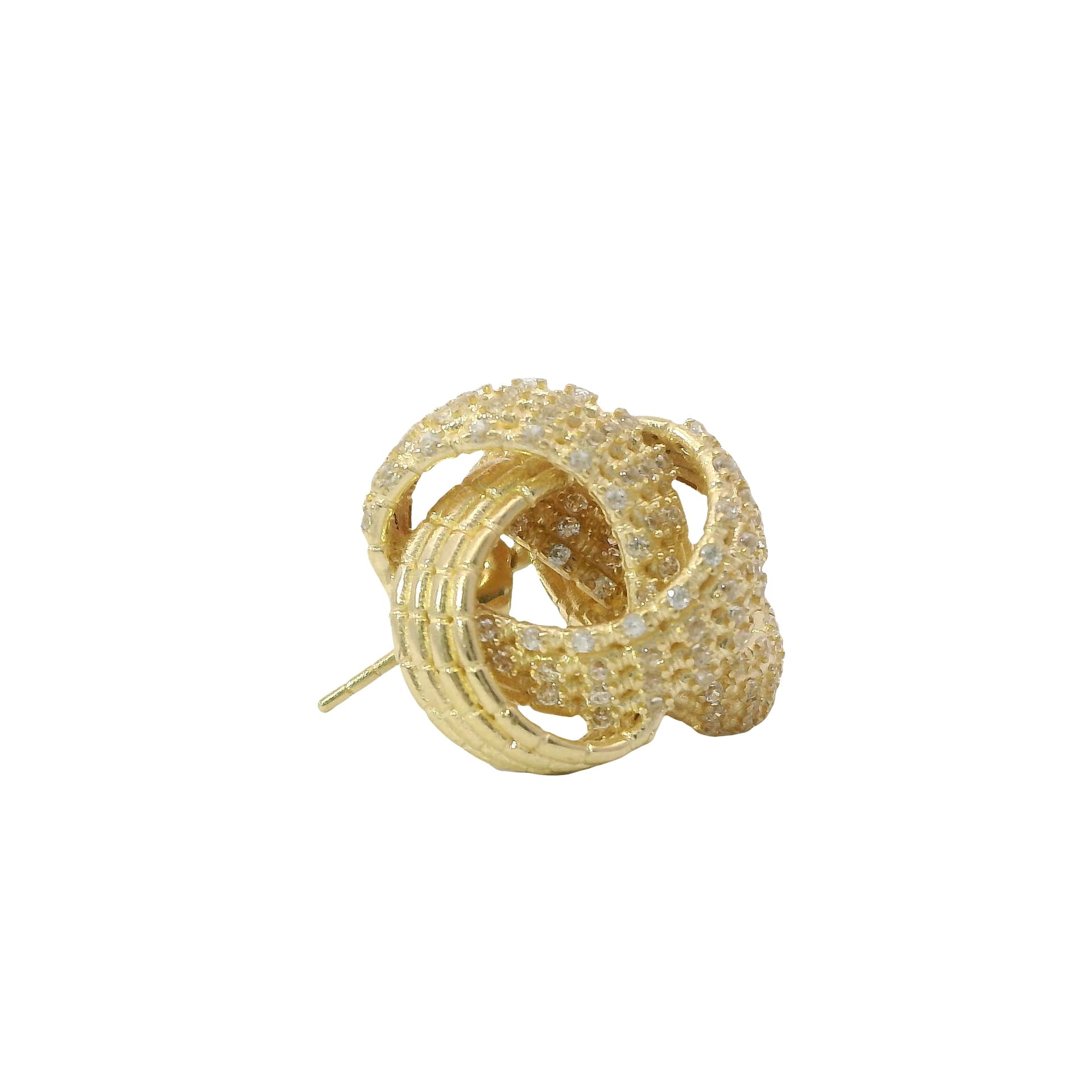 Solid 14K Yellow Gold Stud Earrings, Set with Cubic Zirconia (CZ), Made To Order.
