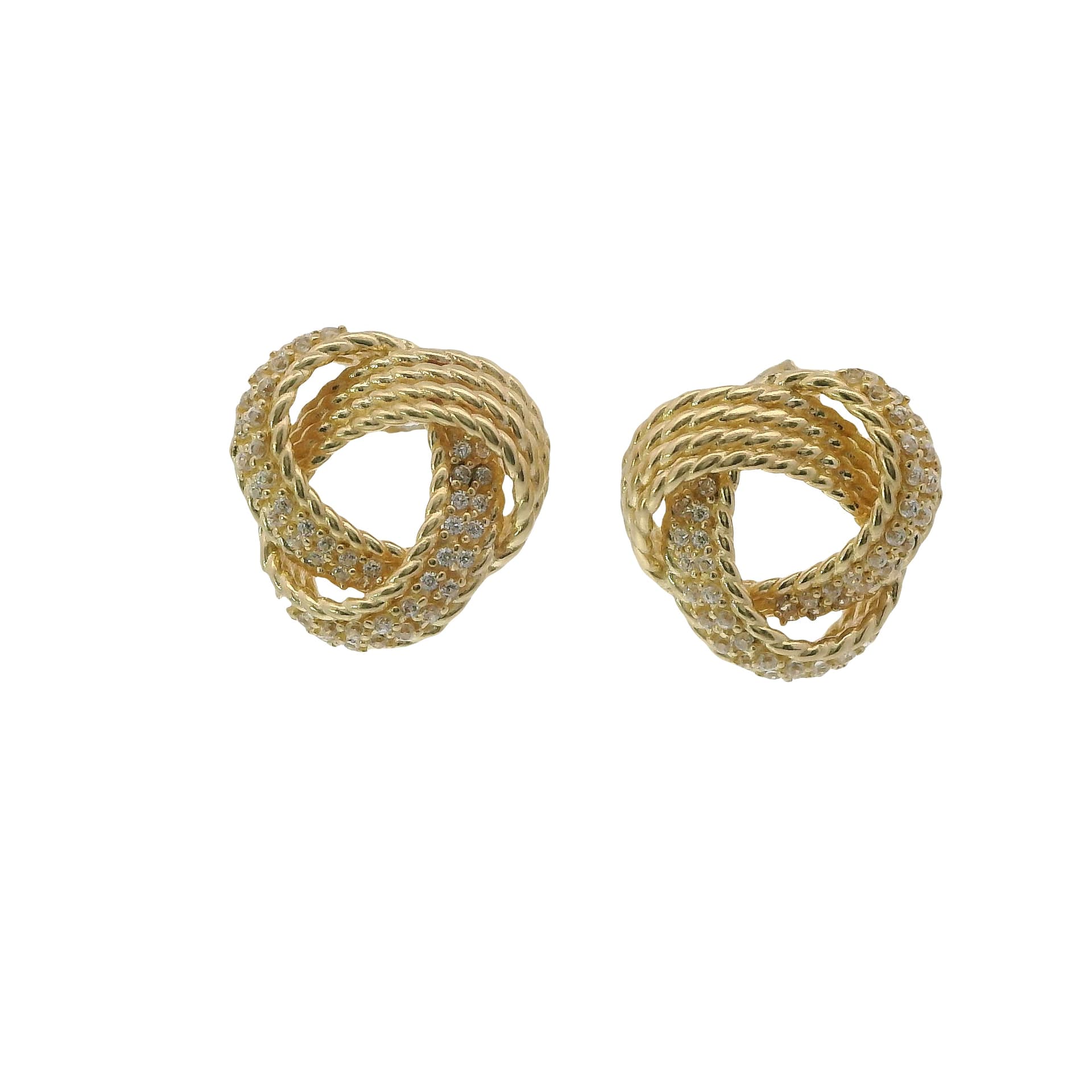 Solid 14K Yellow Gold Stud Earrings, Set with Cubic Zirconia (CZ), Made To Order.