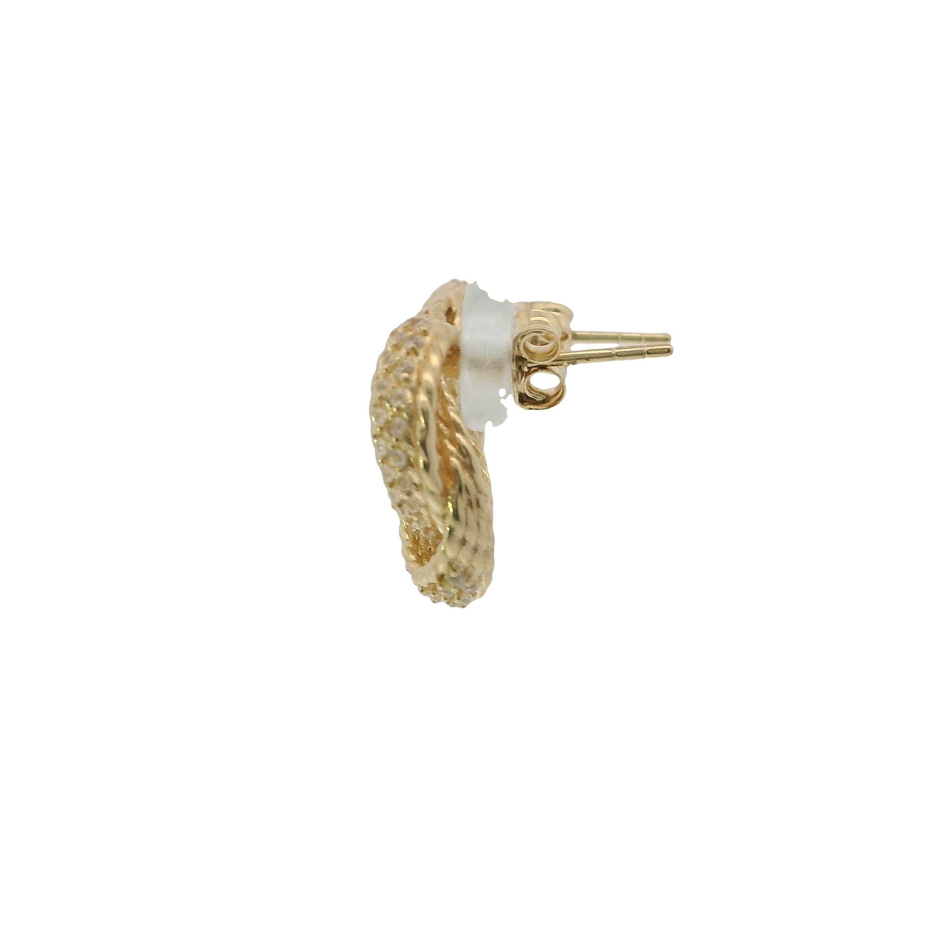 Solid 14K Yellow Gold Stud Earrings, Set with Cubic Zirconia (CZ), Made To Order., view 3