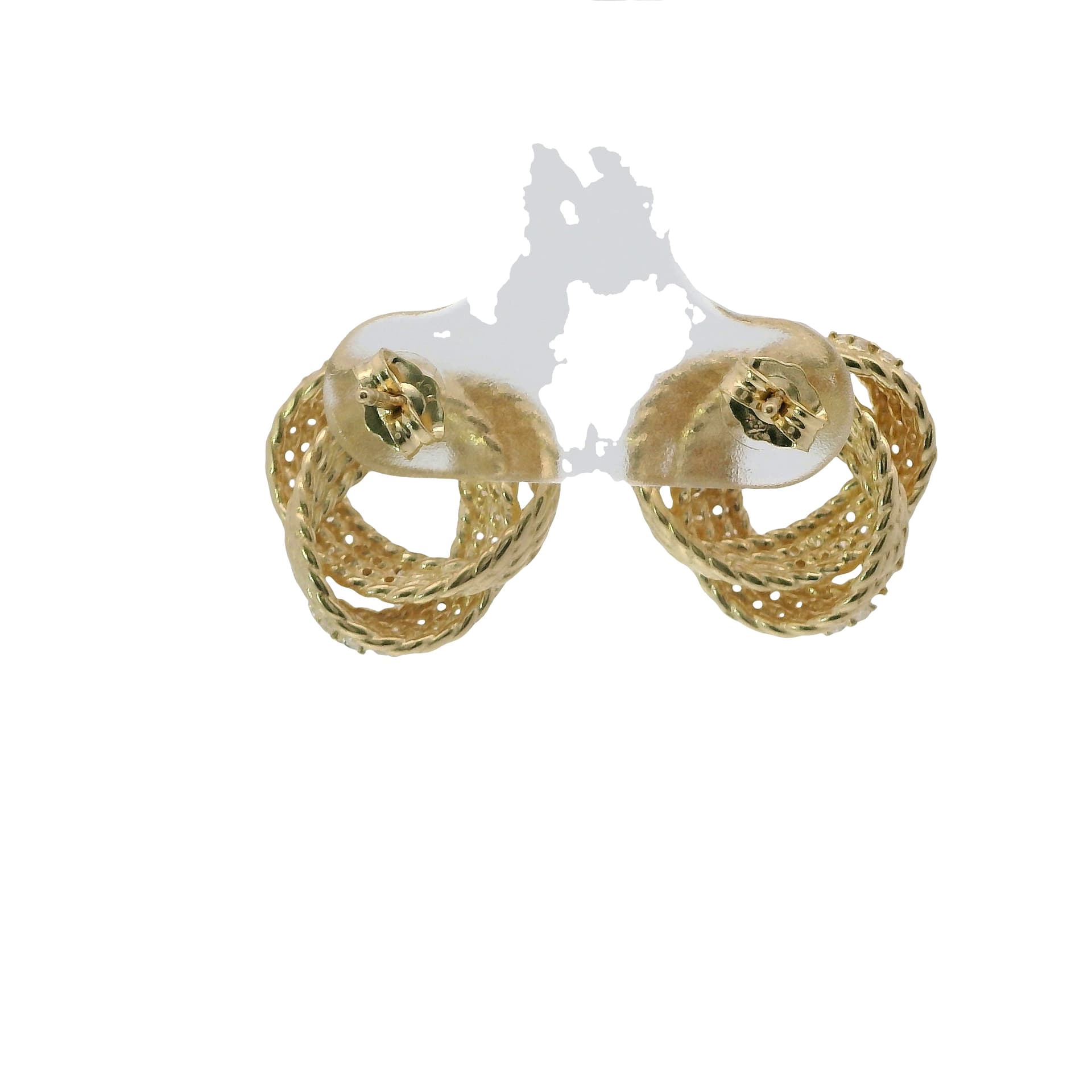 Solid 14K Yellow Gold Stud Earrings, Set with Cubic Zirconia (CZ), Made To Order., view 4