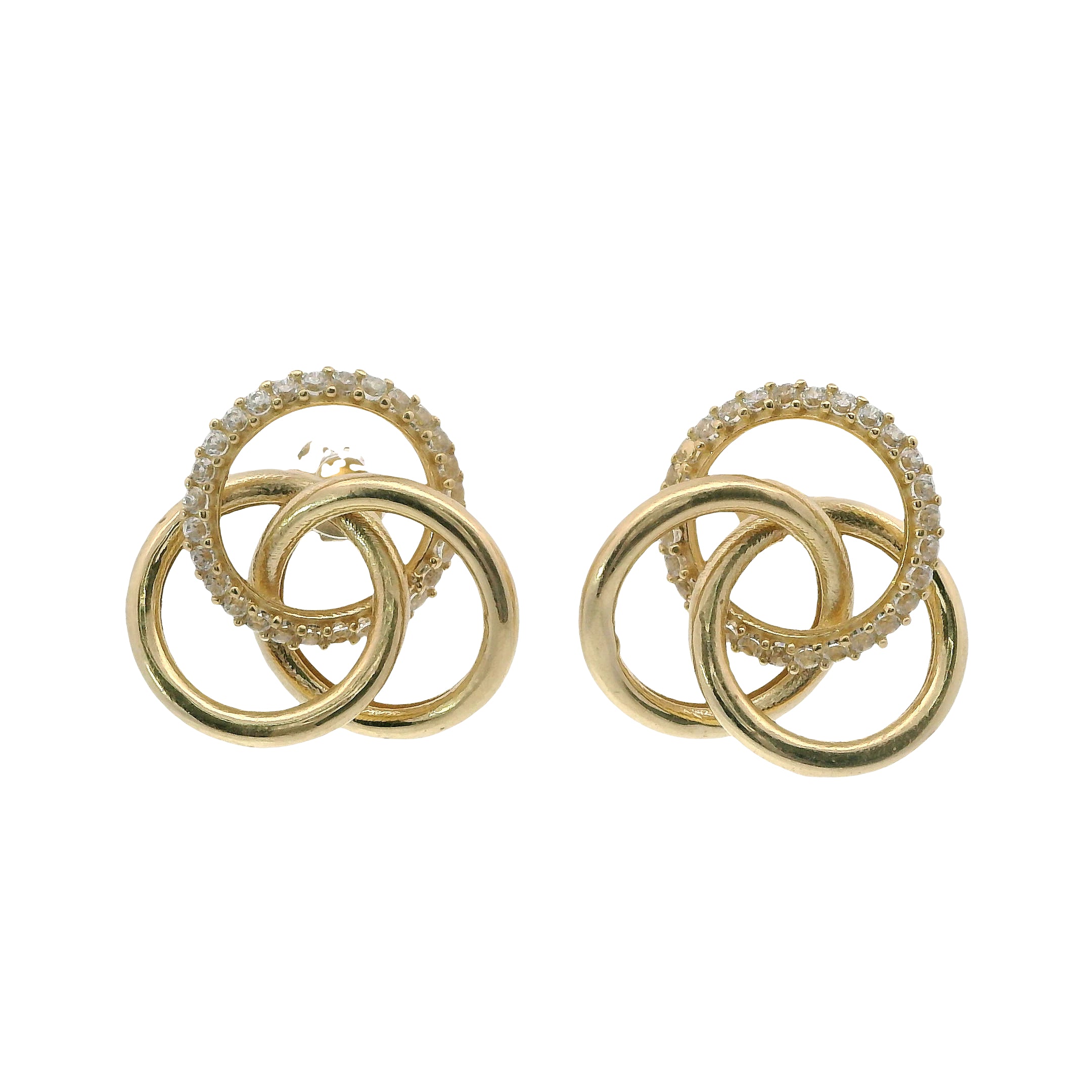 Solid 14K Yellow Gold Stud Earrings, Set with Cubic Zirconia (CZ), Made To Order.