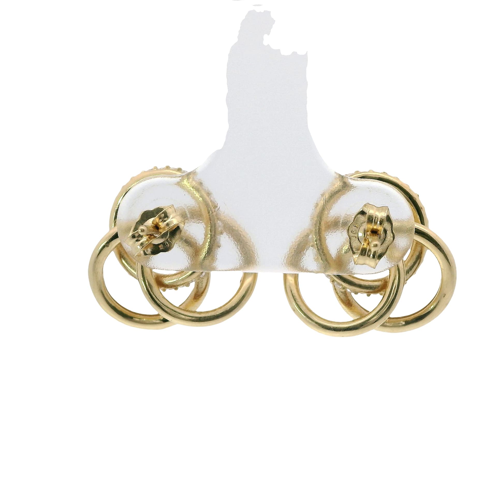 Solid 14K Yellow Gold Stud Earrings, Set with Cubic Zirconia (CZ), Made To Order., view 4