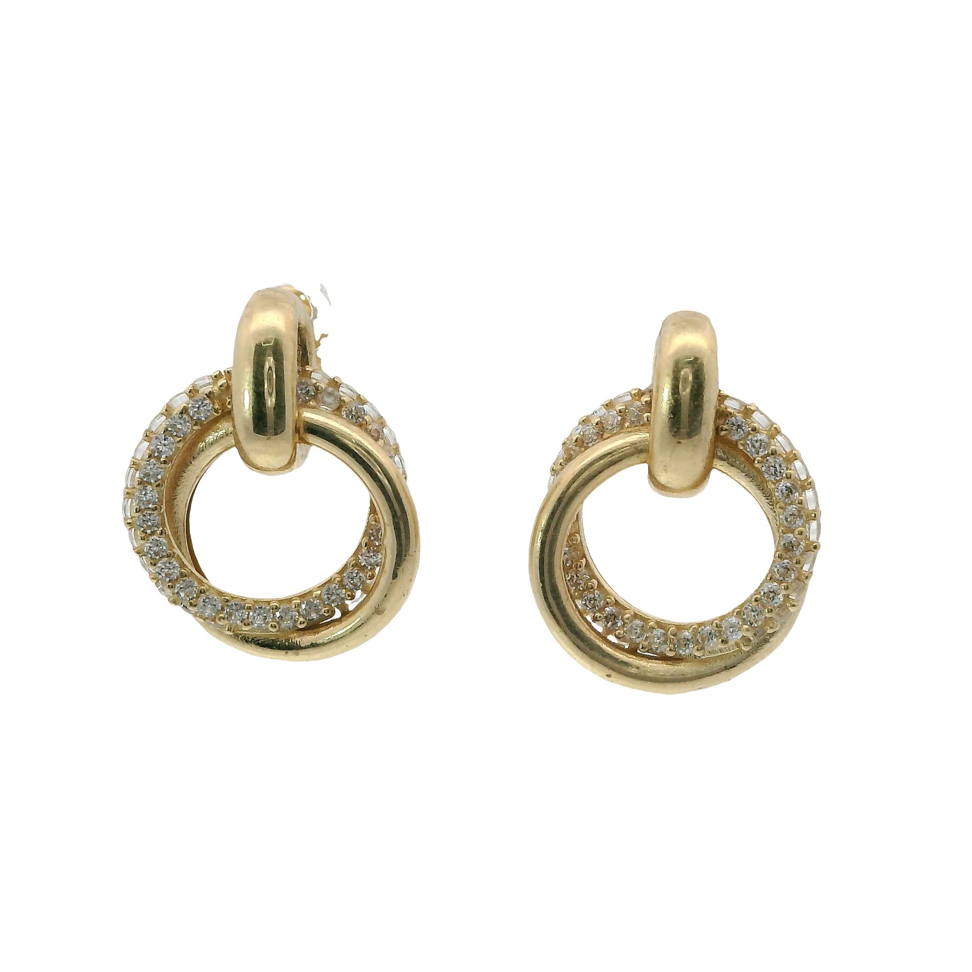 Solid 14K Yellow Gold Stud Earrings, Set with Cubic Zirconia (CZ), Made To Order.