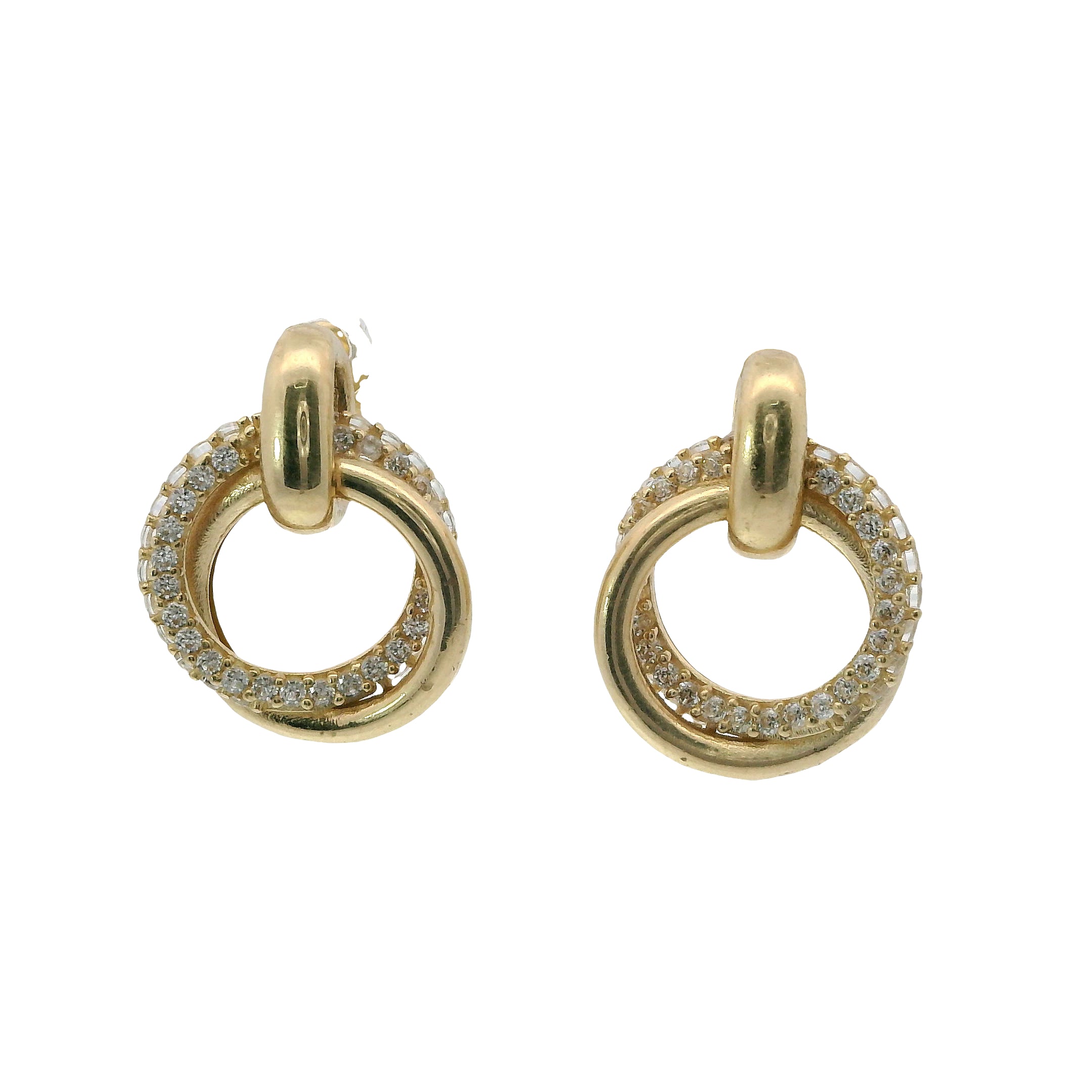 Solid 14K Yellow Gold Stud Earrings, Set with Cubic Zirconia (CZ), Made To Order.