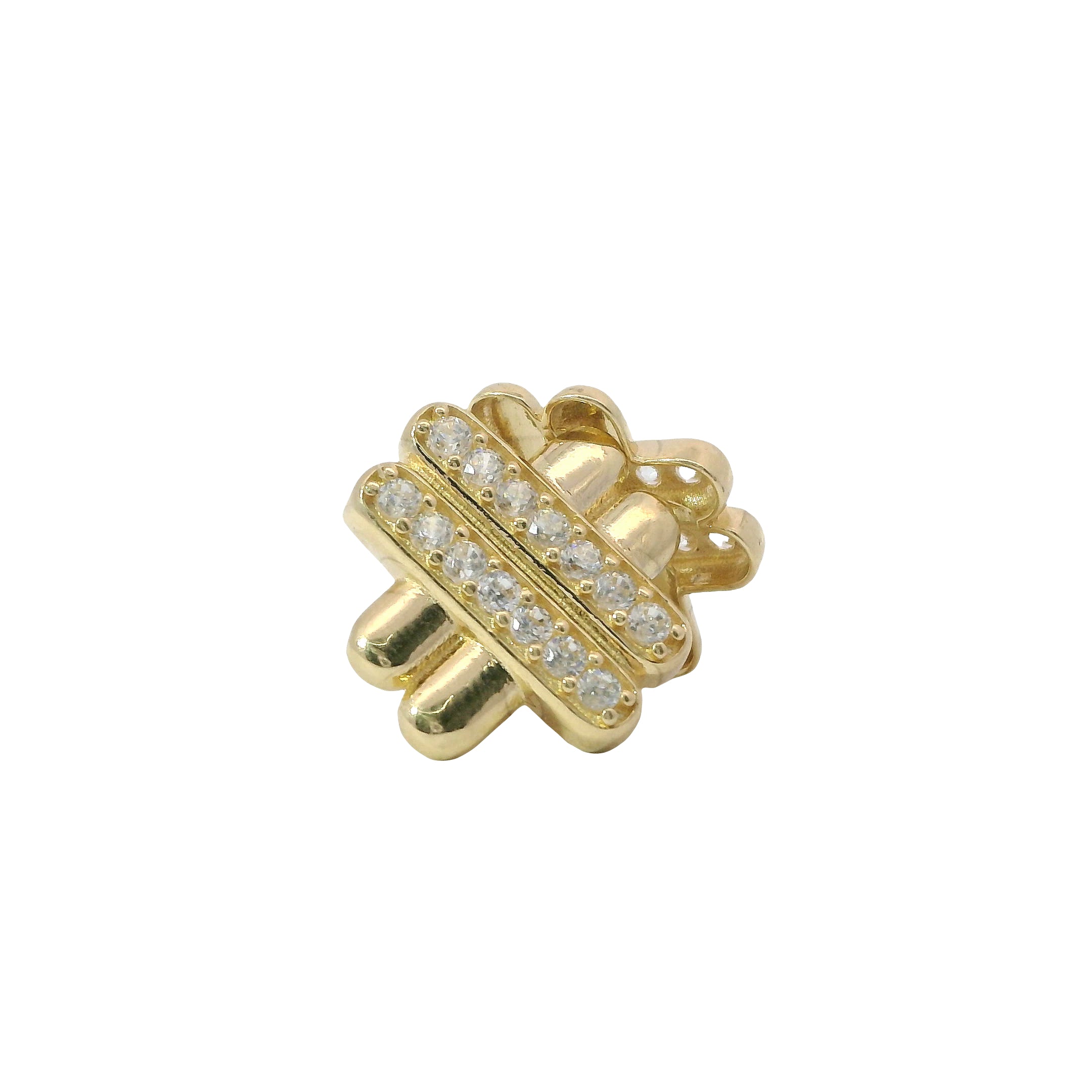 Solid 14K Yellow Gold Stud Earrings, Set with Cubic Zirconia (CZ), Made To Order.