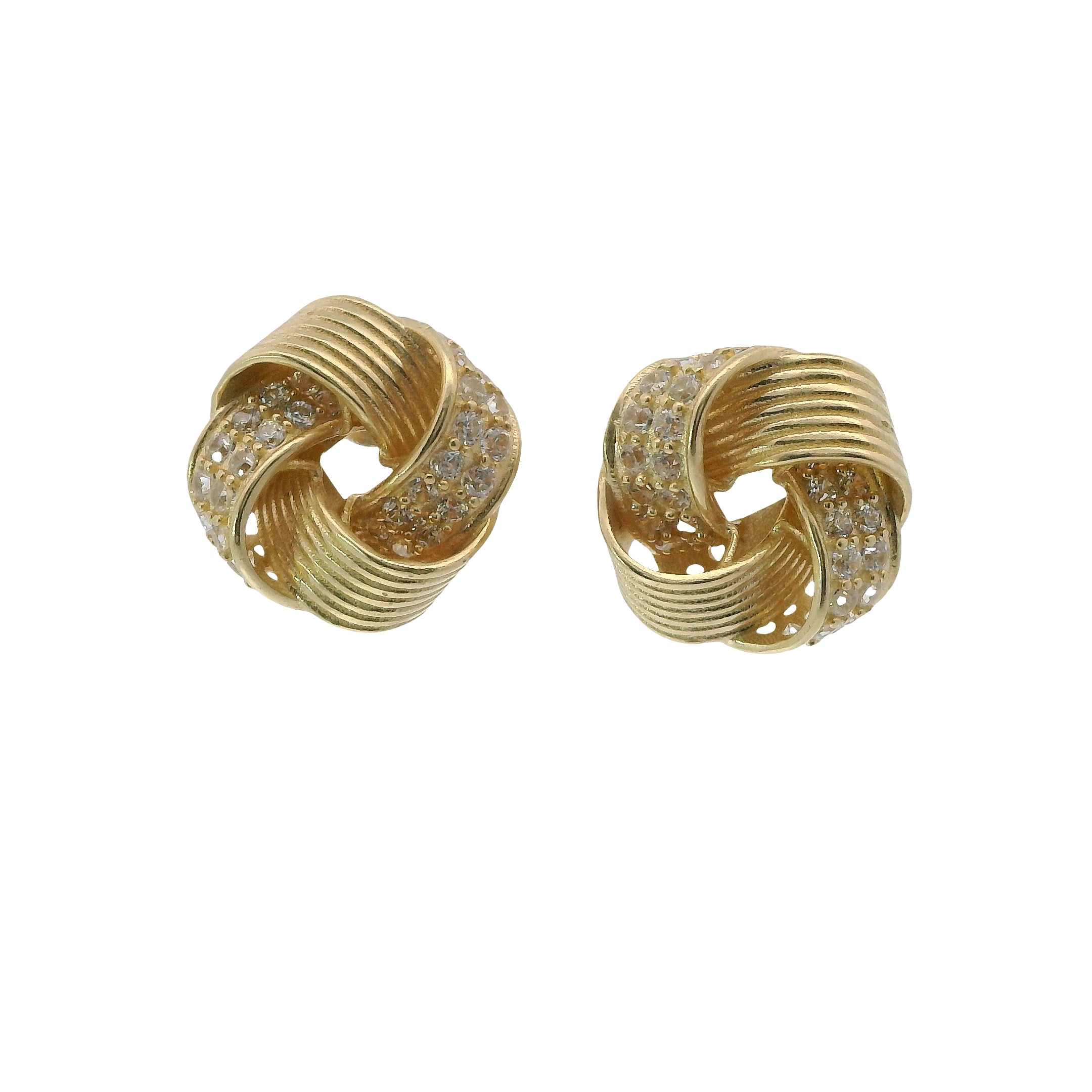 Solid 14K Yellow Gold Stud Earrings, Set with Cubic Zirconia (CZ), Made To Order.