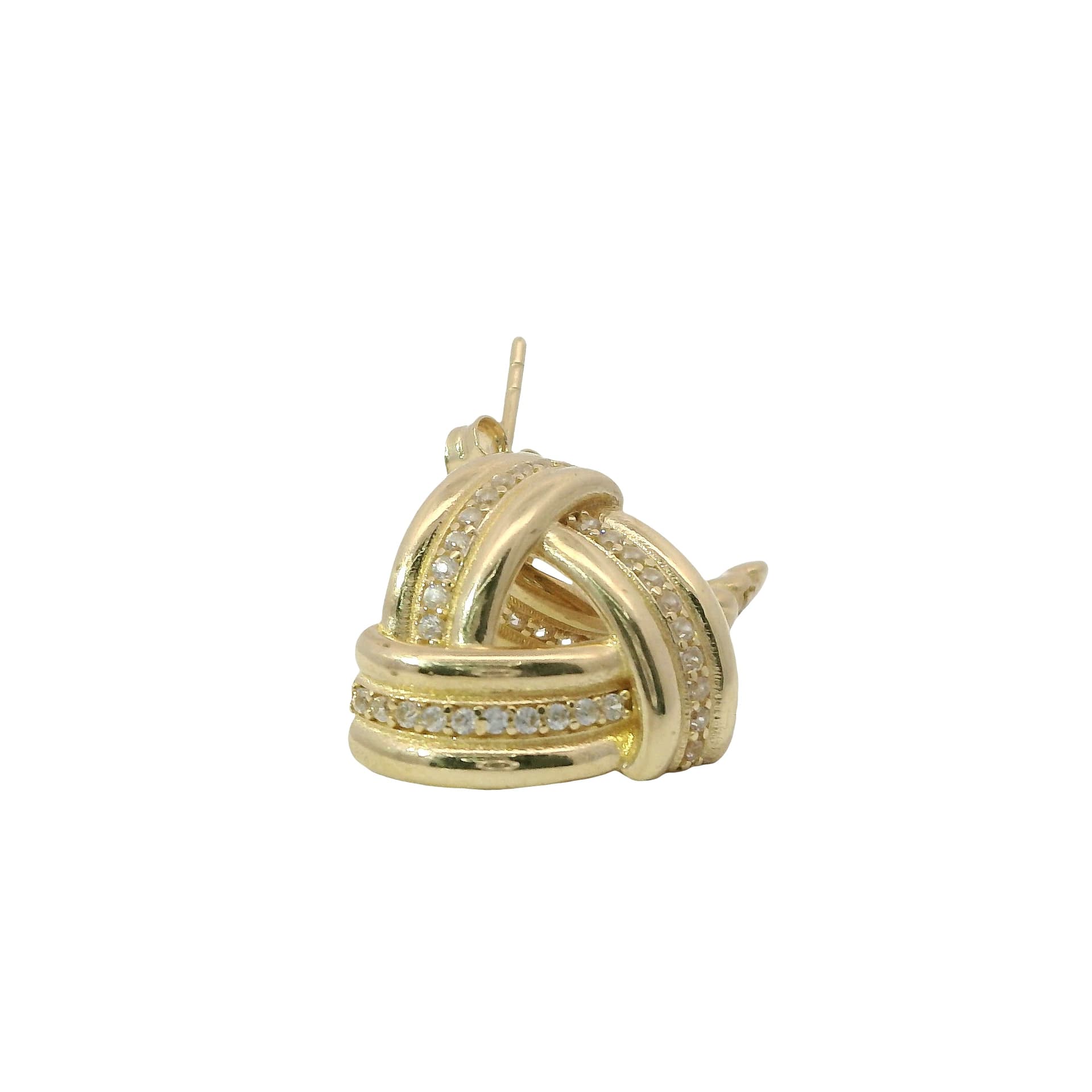 Solid 14K Yellow Gold Stud Earrings, Set with Cubic Zirconia (CZ), Made To Order.
