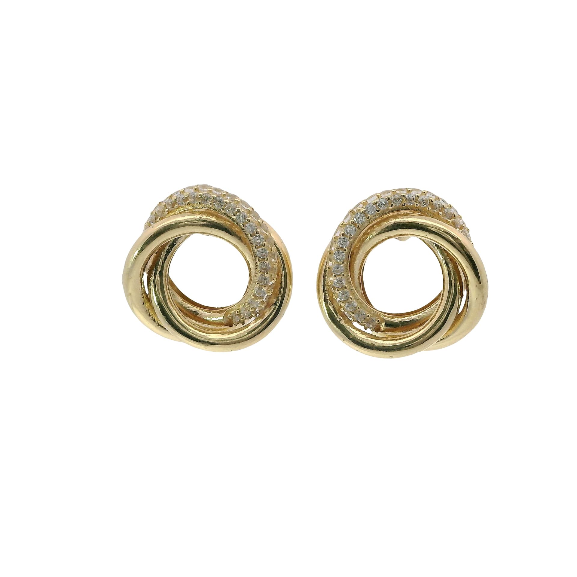 Solid 14K Yellow Gold Stud Earrings, Set with Cubic Zirconia (CZ), Made To Order.