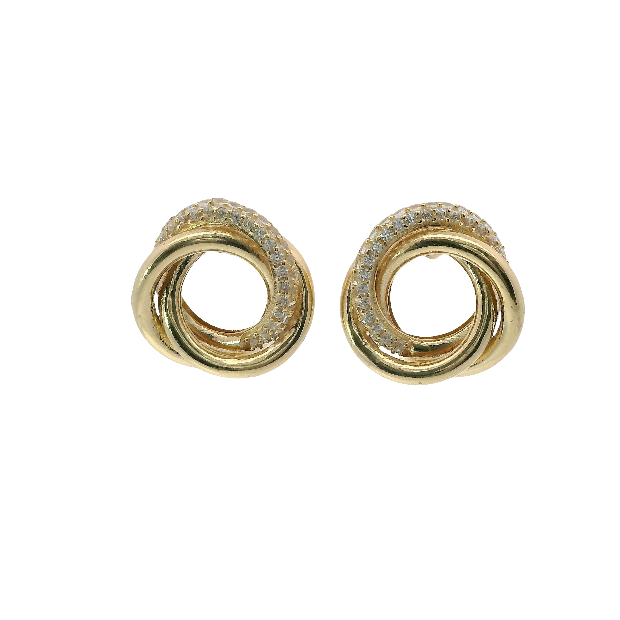 Solid 14K Yellow Gold Stud Earrings, Set with Cubic Zirconia (CZ), Made To Order.