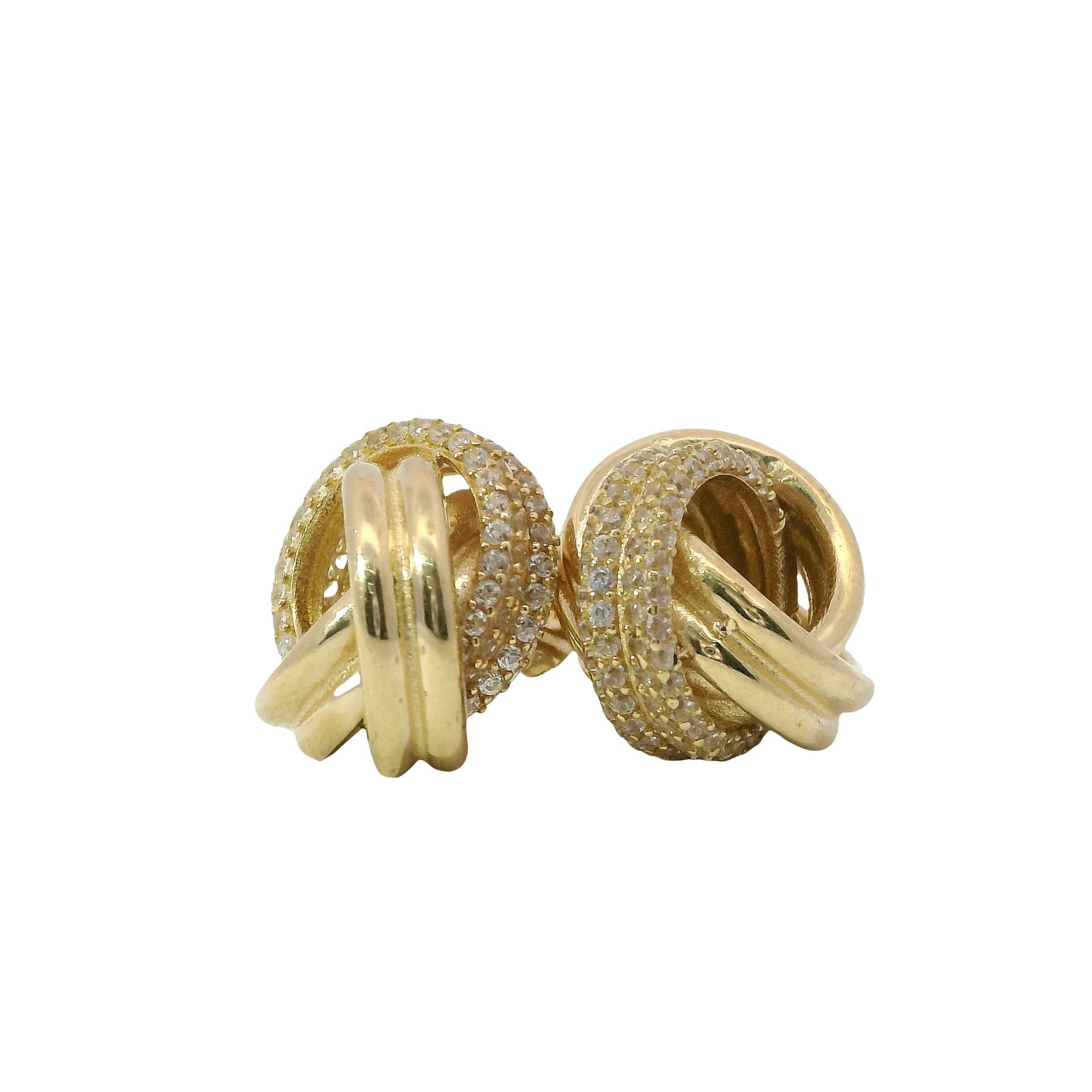 Solid 14K Yellow Gold Stud Earrings, Set with Cubic Zirconia (CZ), Made To Order.