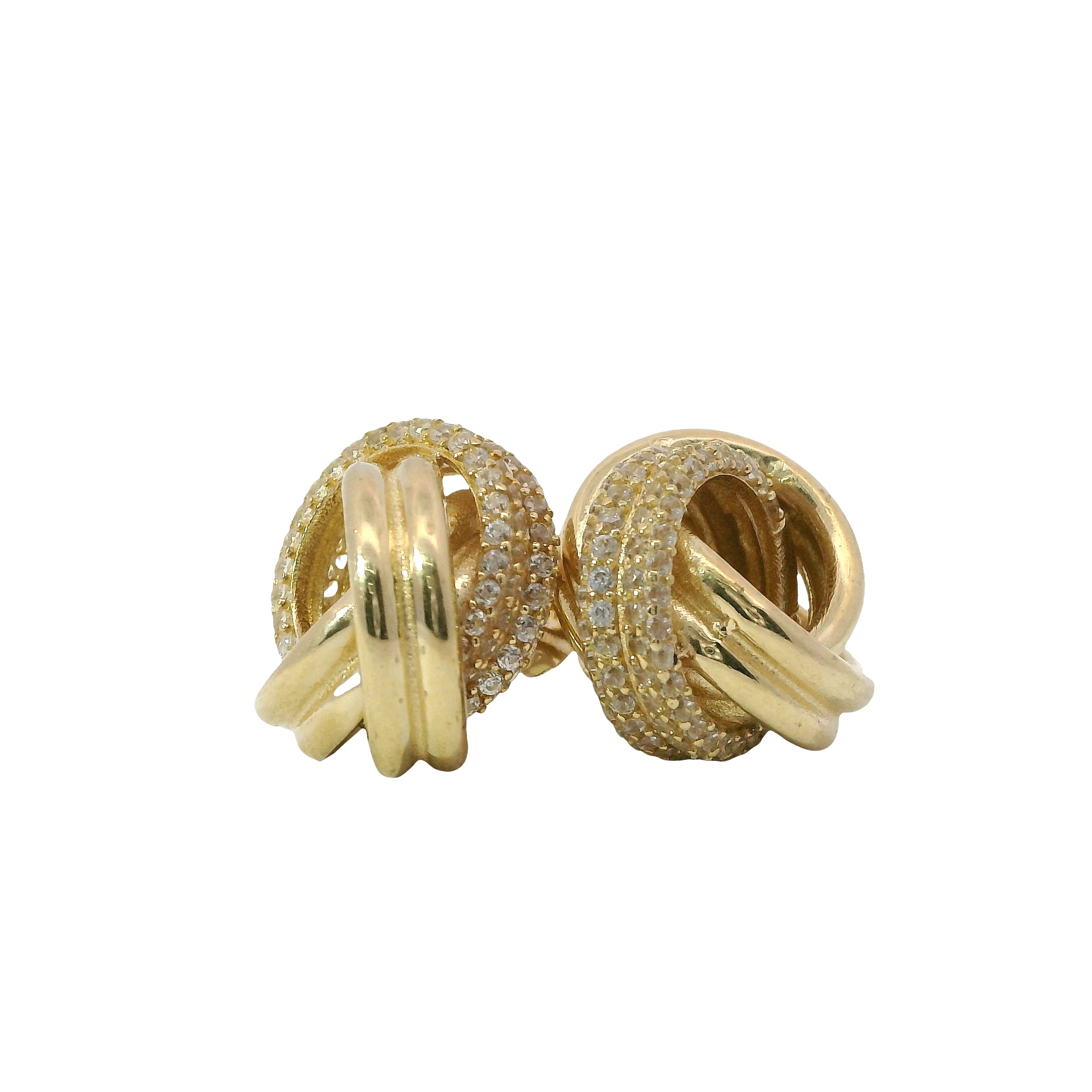 Solid 14K Yellow Gold Stud Earrings, Set with Cubic Zirconia (CZ), Made To Order.