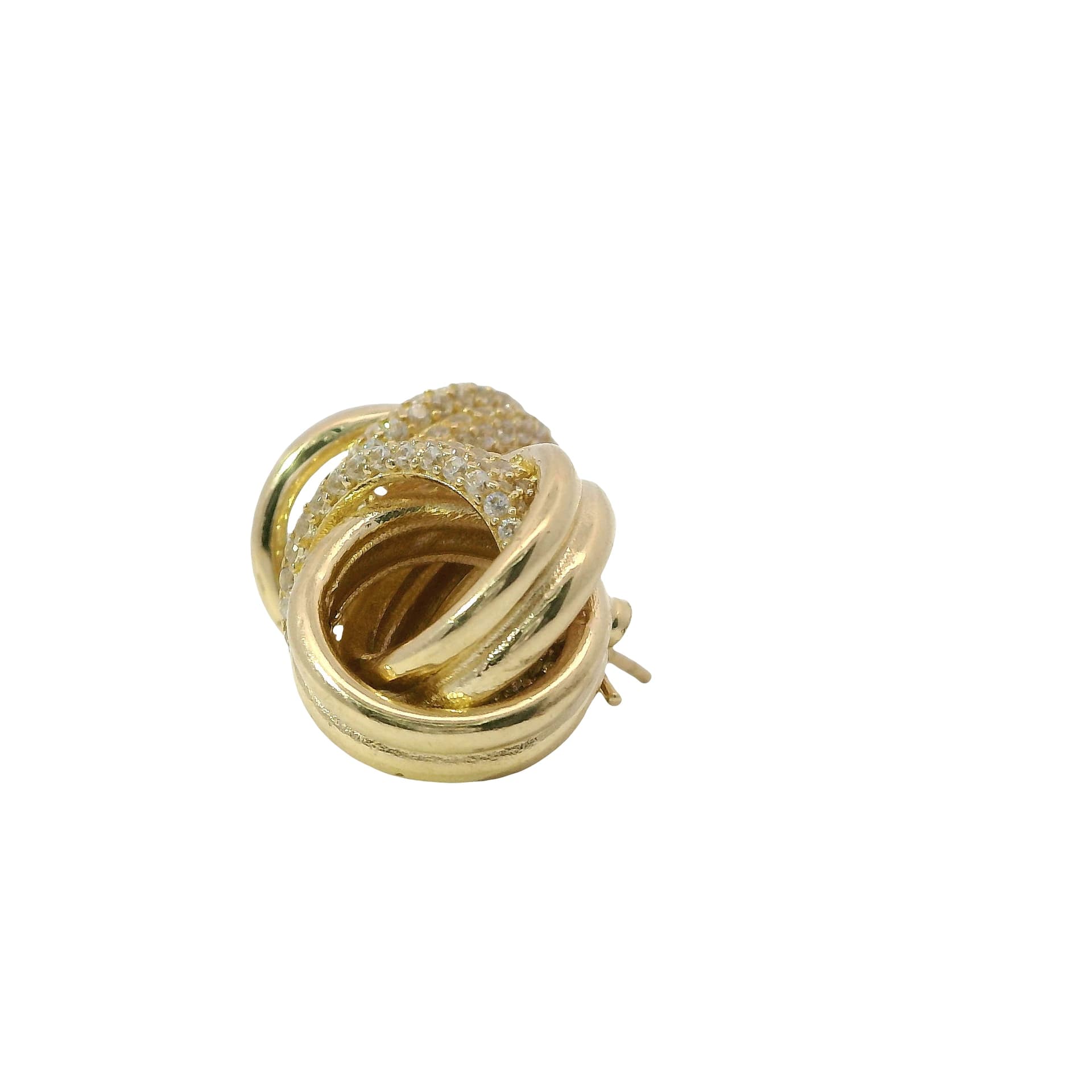 Solid 14K Yellow Gold Stud Earrings, Set with Cubic Zirconia (CZ), Made To Order., view 3