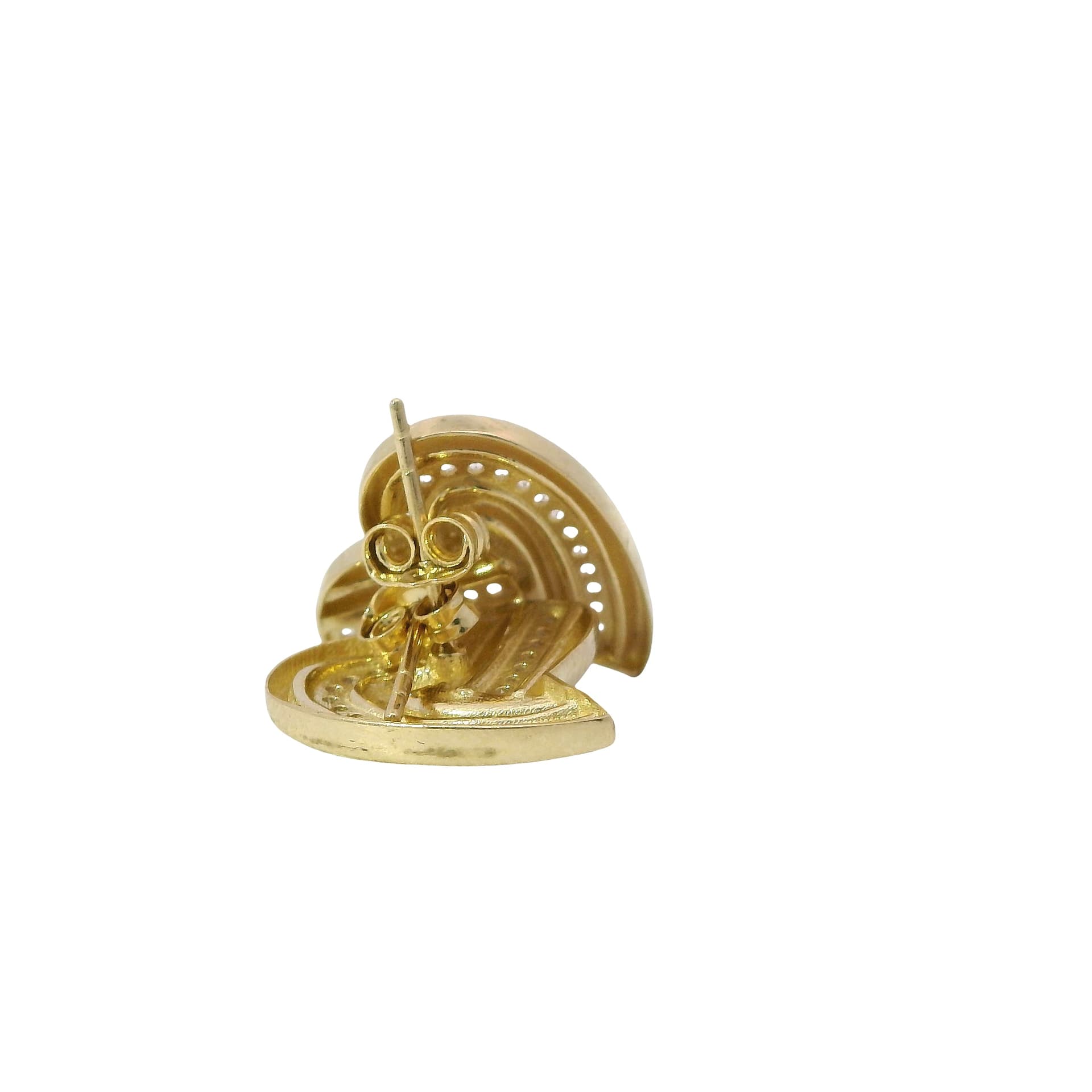 Solid 14K Yellow Gold Stud Earrings, Set with Cubic Zirconia (CZ), Made To Order., view 4