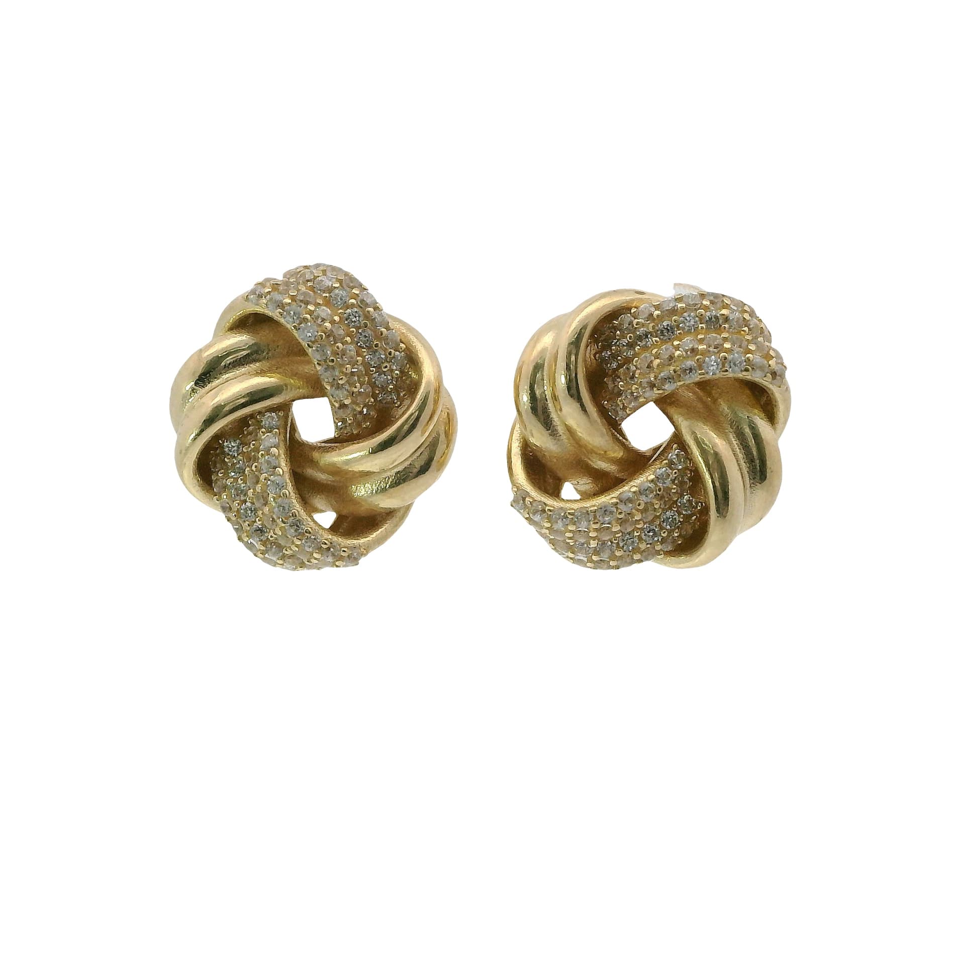 Solid 14K Yellow Gold Stud Earrings, Set with Cubic Zirconia (CZ), Made To Order.