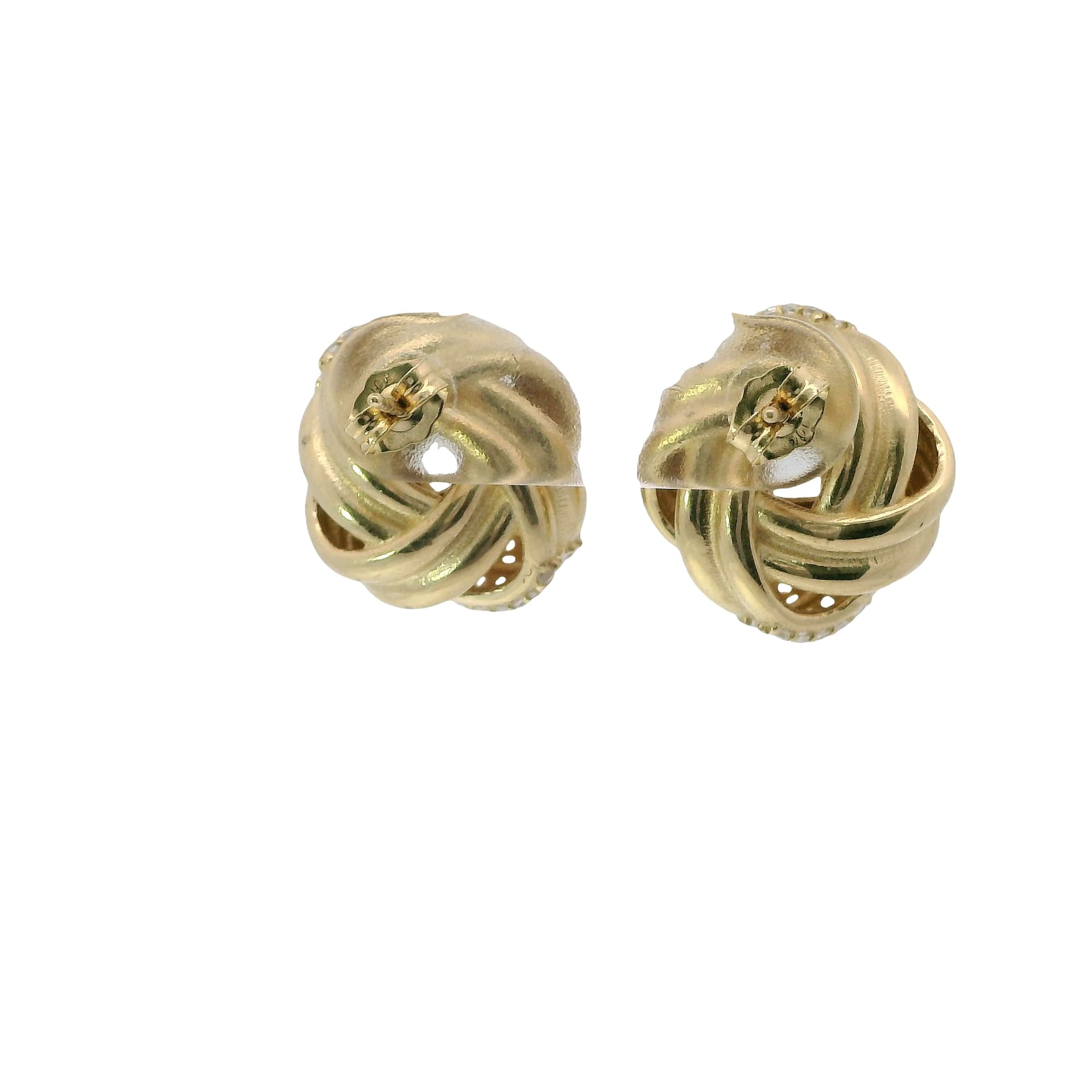Solid 14K Yellow Gold Stud Earrings, Set with Cubic Zirconia (CZ), Made To Order., view 4