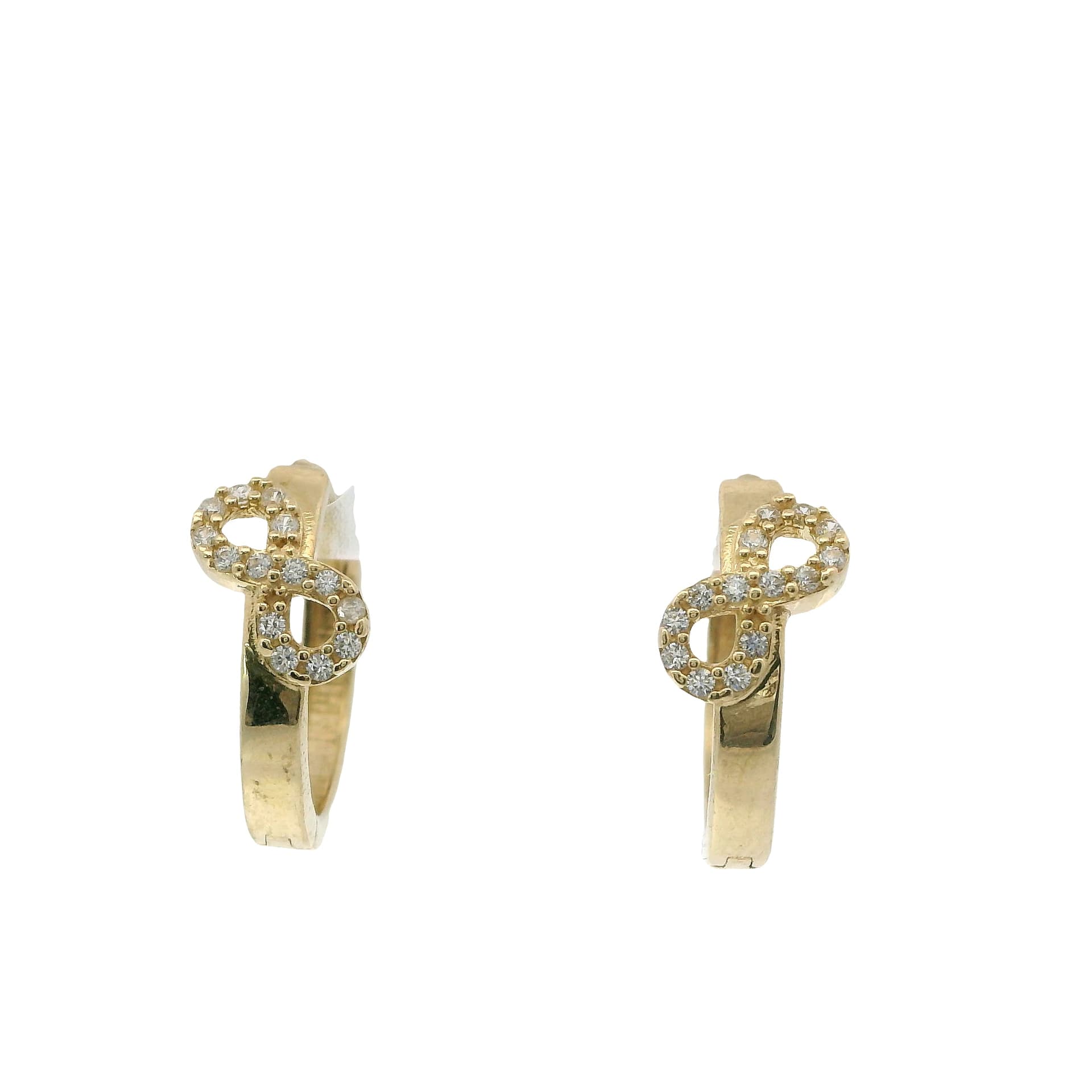 Solid 14K Yellow Gold Huggie Earrings, Set with Cubic Zirconia (CZ), Made To Order.