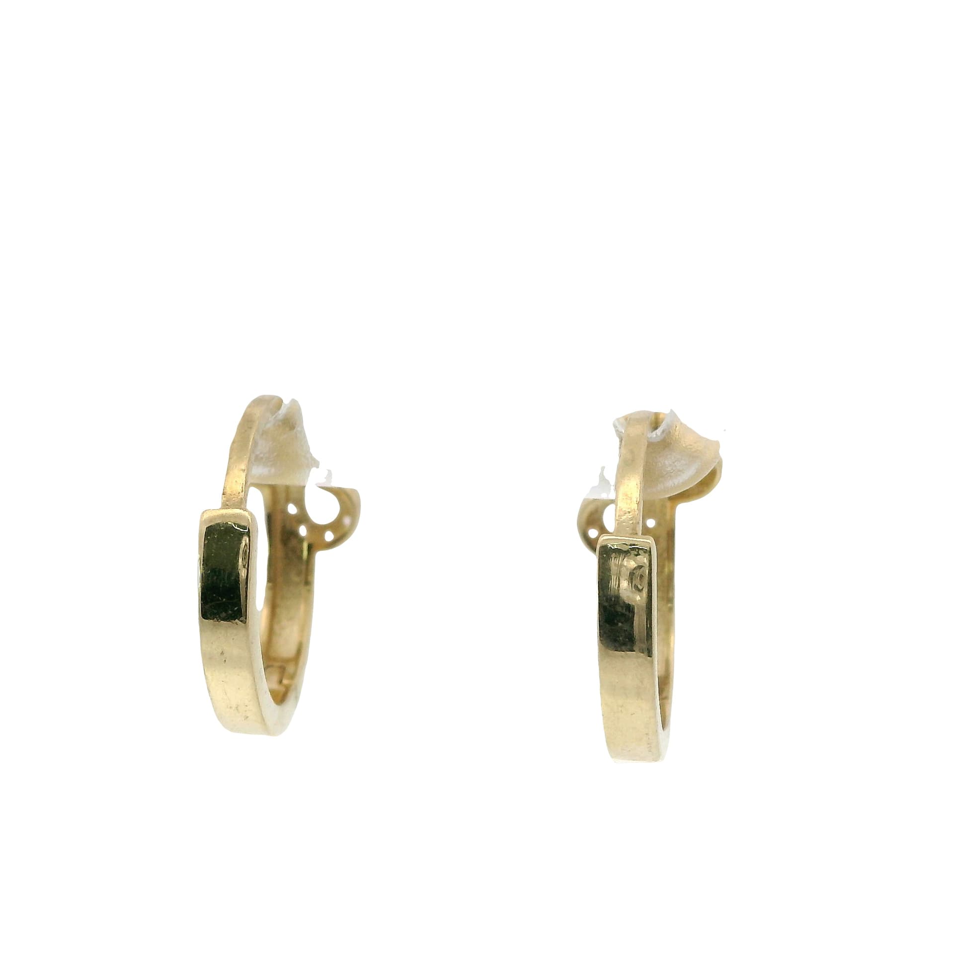 Solid 14K Yellow Gold Huggie Earrings, Set with Cubic Zirconia (CZ), Made To Order., view 3