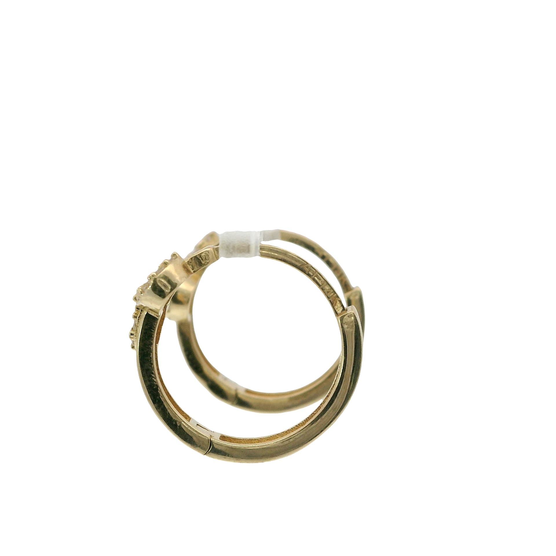Solid 14K Yellow Gold Huggie Earrings, Set with Cubic Zirconia (CZ), Made To Order., view 4