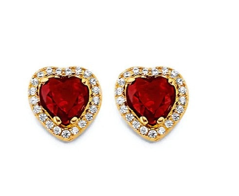 Solid 14K Yellow Gold Stud Earrings, Set with Cubic Zirconia (CZ), Made To Order.