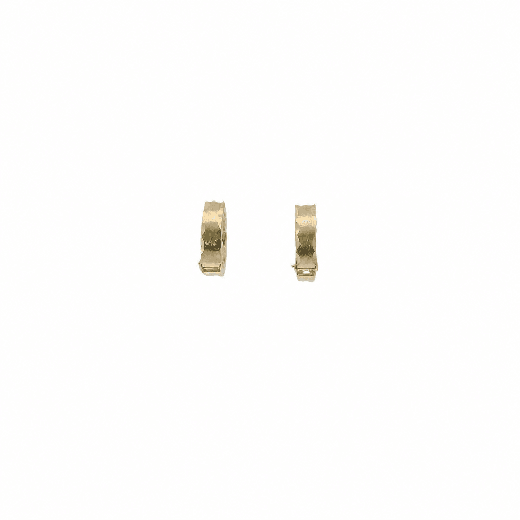 Solid 14K Yellow Gold Huggie Earrings, Set with Cubic Zirconia (CZ), Diamond-cut Finish, Made To Order.