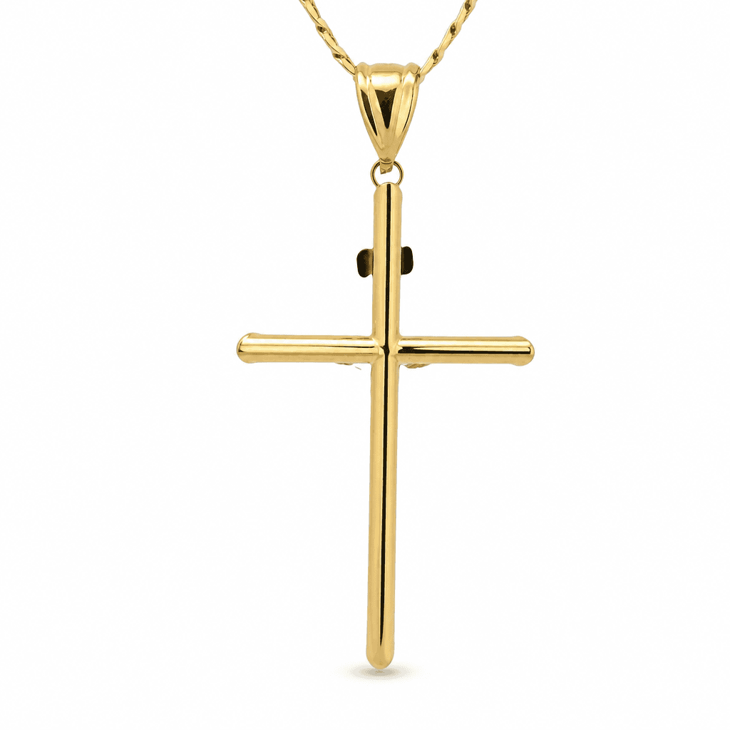 Hollow 14K Two-tone Gold Crucifix Cross Charm, Chain Not Included, Made To Order., view 4