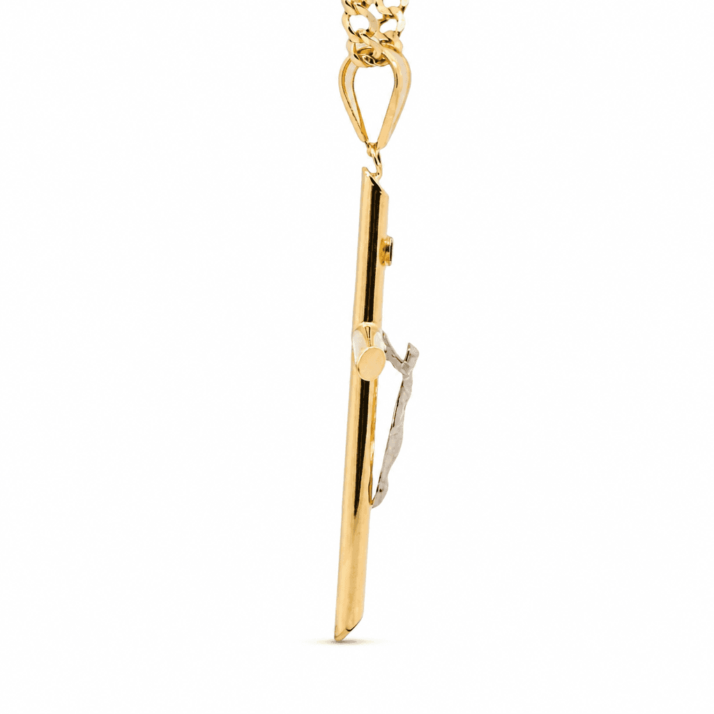Hollow 14K Two-tone Gold Crucifix Cross Charm, Chain Not Included, Made To Order., view 5