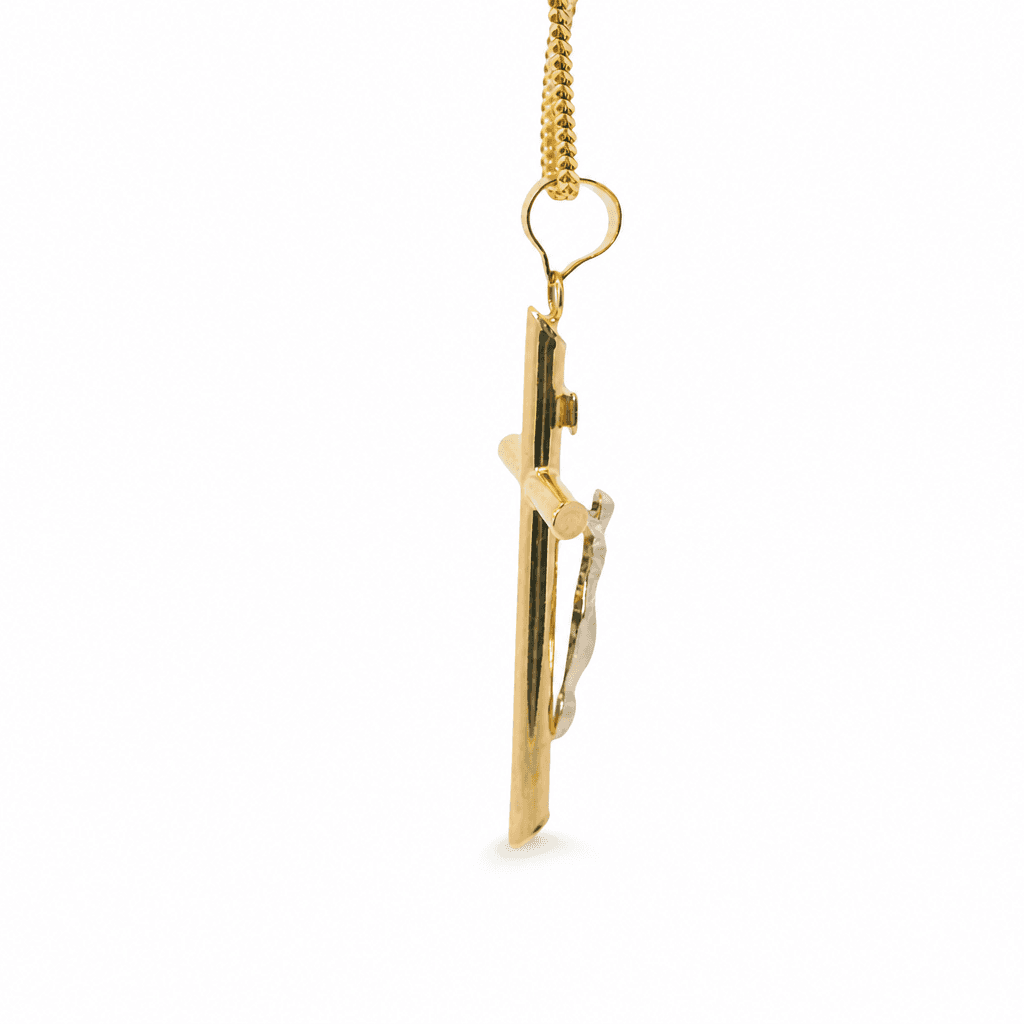 Hollow 14K Two-tone Gold Crucifix Cross Charm, Chain Not Included, Made To Order., view 5