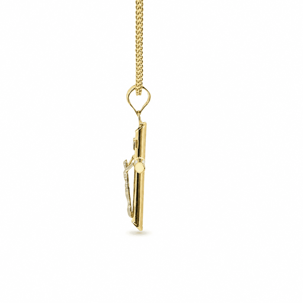 Hollow 14K Two-tone Gold Crucifix Cross Charm, Chain Not Included, Made To Order., view 3