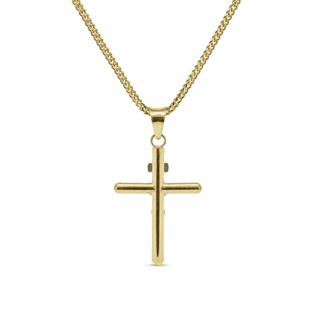 Hollow 14K Two-tone Gold Crucifix Cross Charm, Chain Not Included, Made To Order., view 4