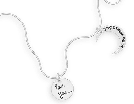 I Love You To The Moon and Back Sterling Silver Necklace, view 3