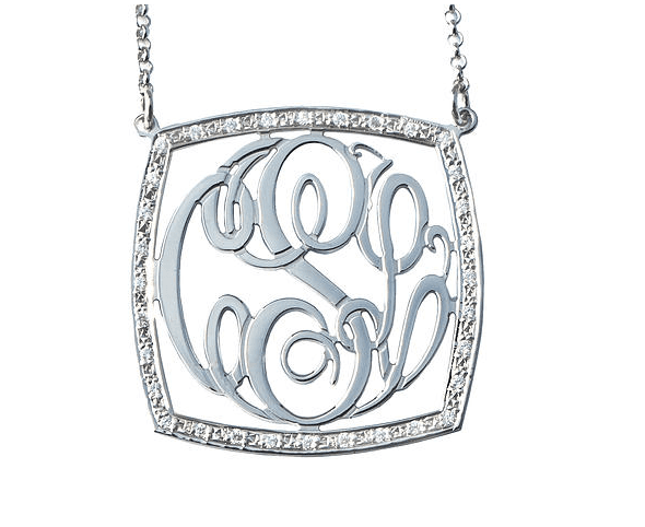 Square Alice Monogram Necklace with 1 1/2ct Diamonds