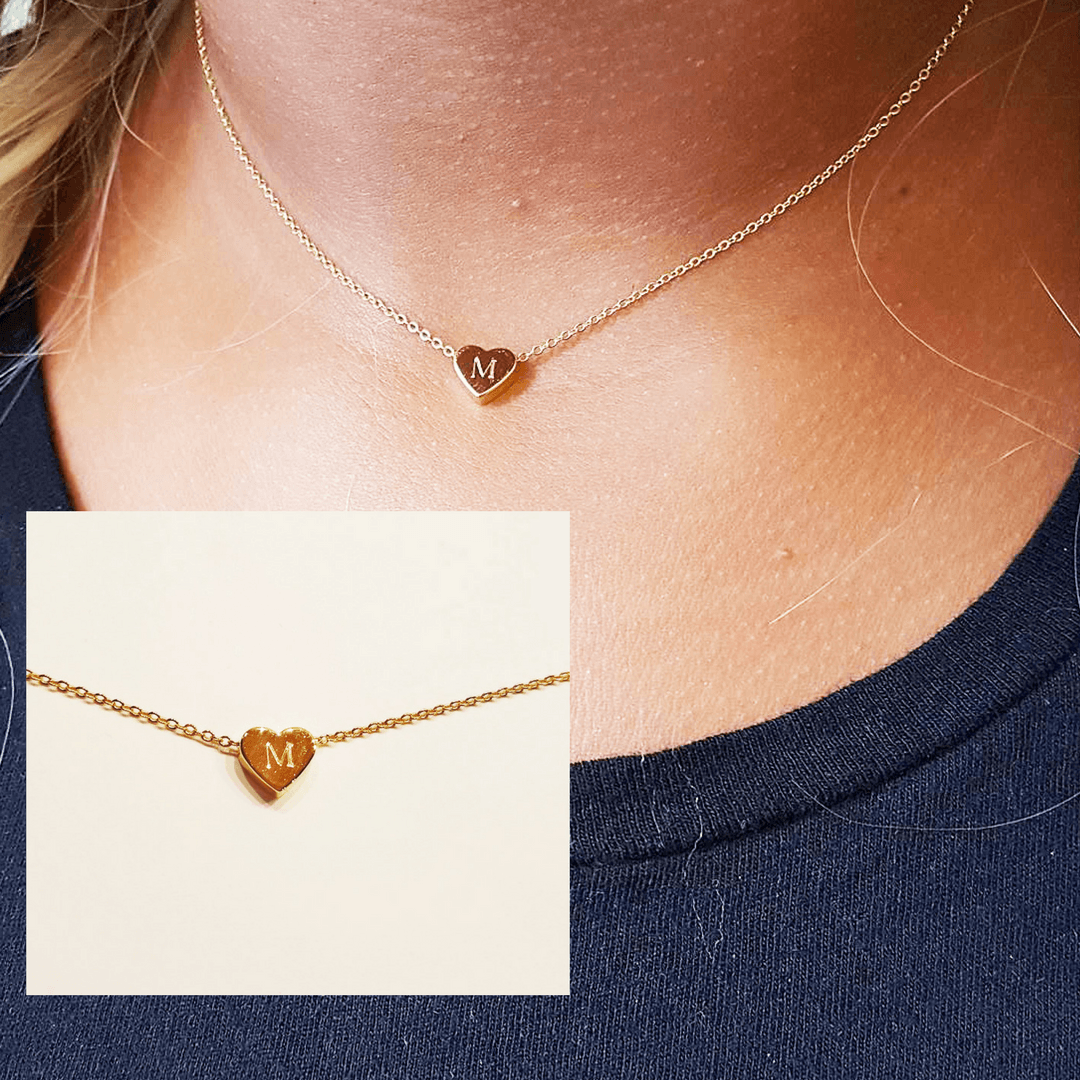 Engraved Mini Floating Heart Necklace, view 3