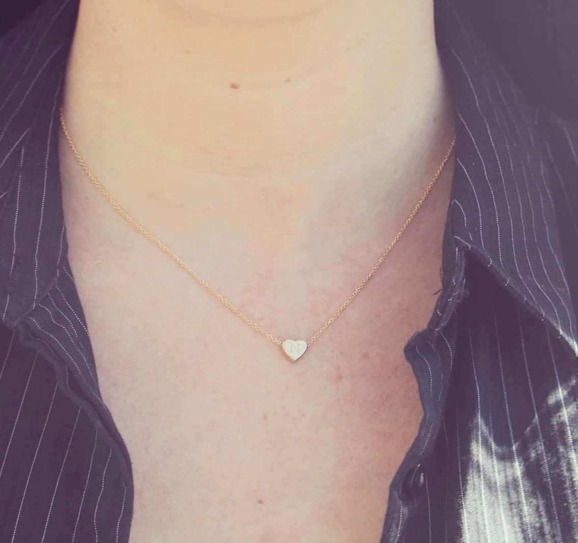 Engraved Mini Floating Heart Necklace, view 4