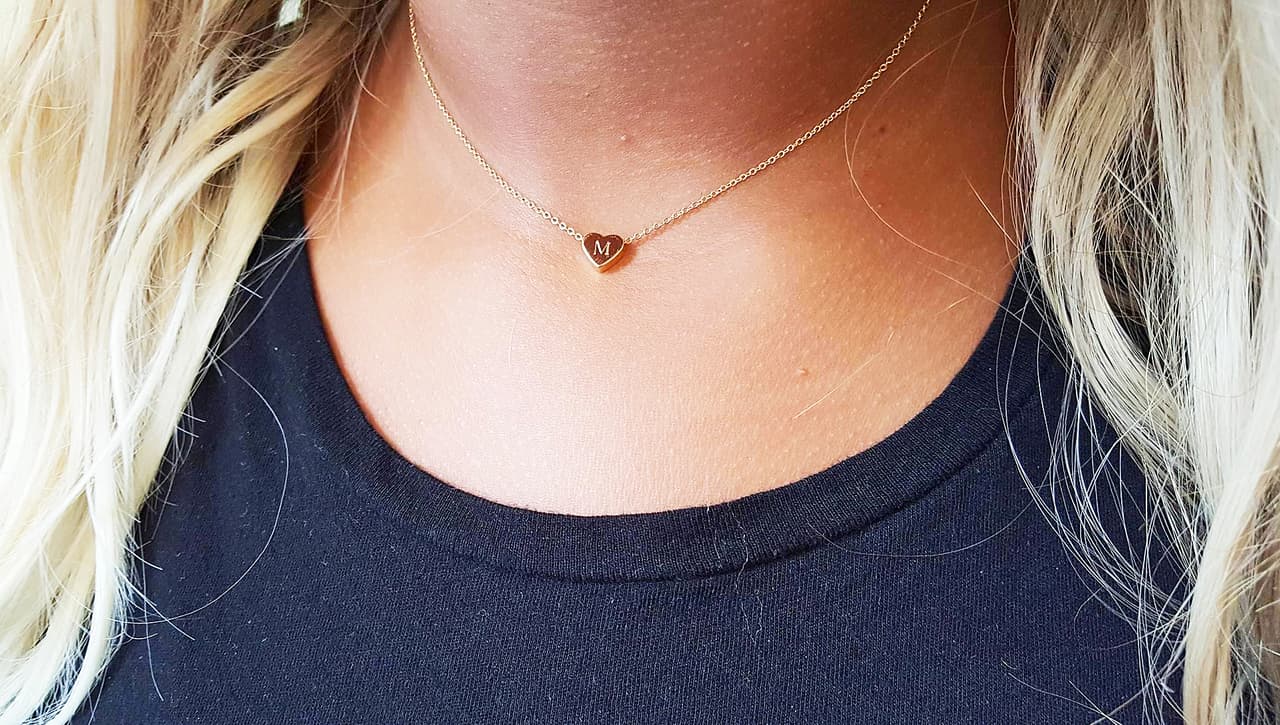 Engraved Mini Floating Heart Necklace, view 5