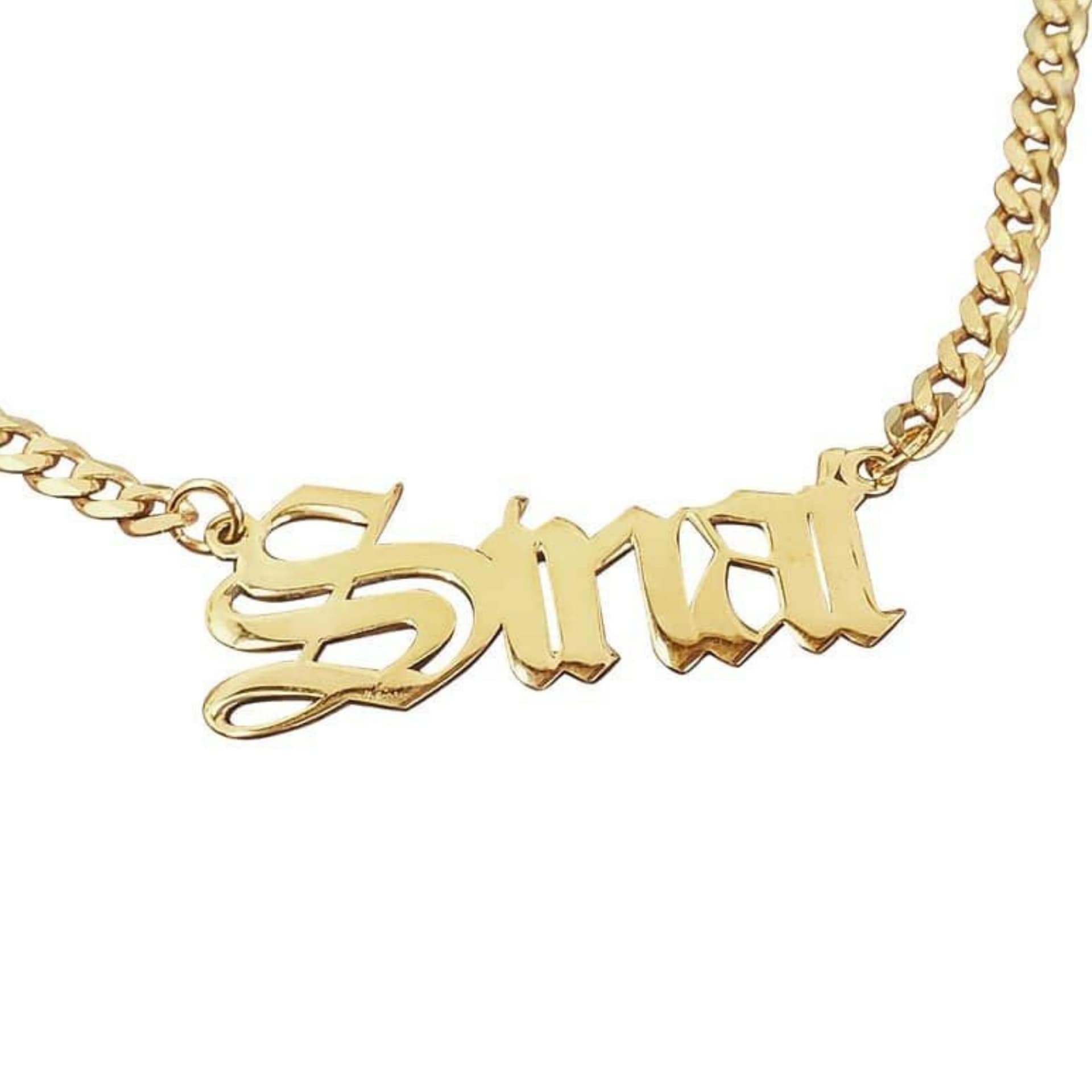 Cuban Link Old English Name Necklace