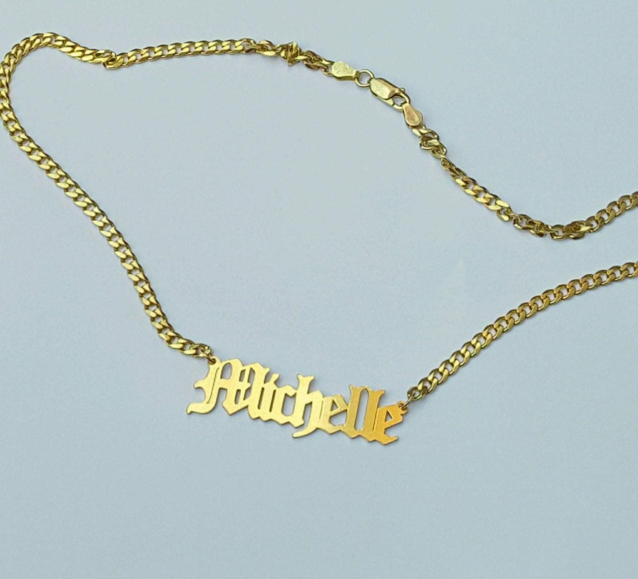 Cuban Link Old English Name Necklace, view 4