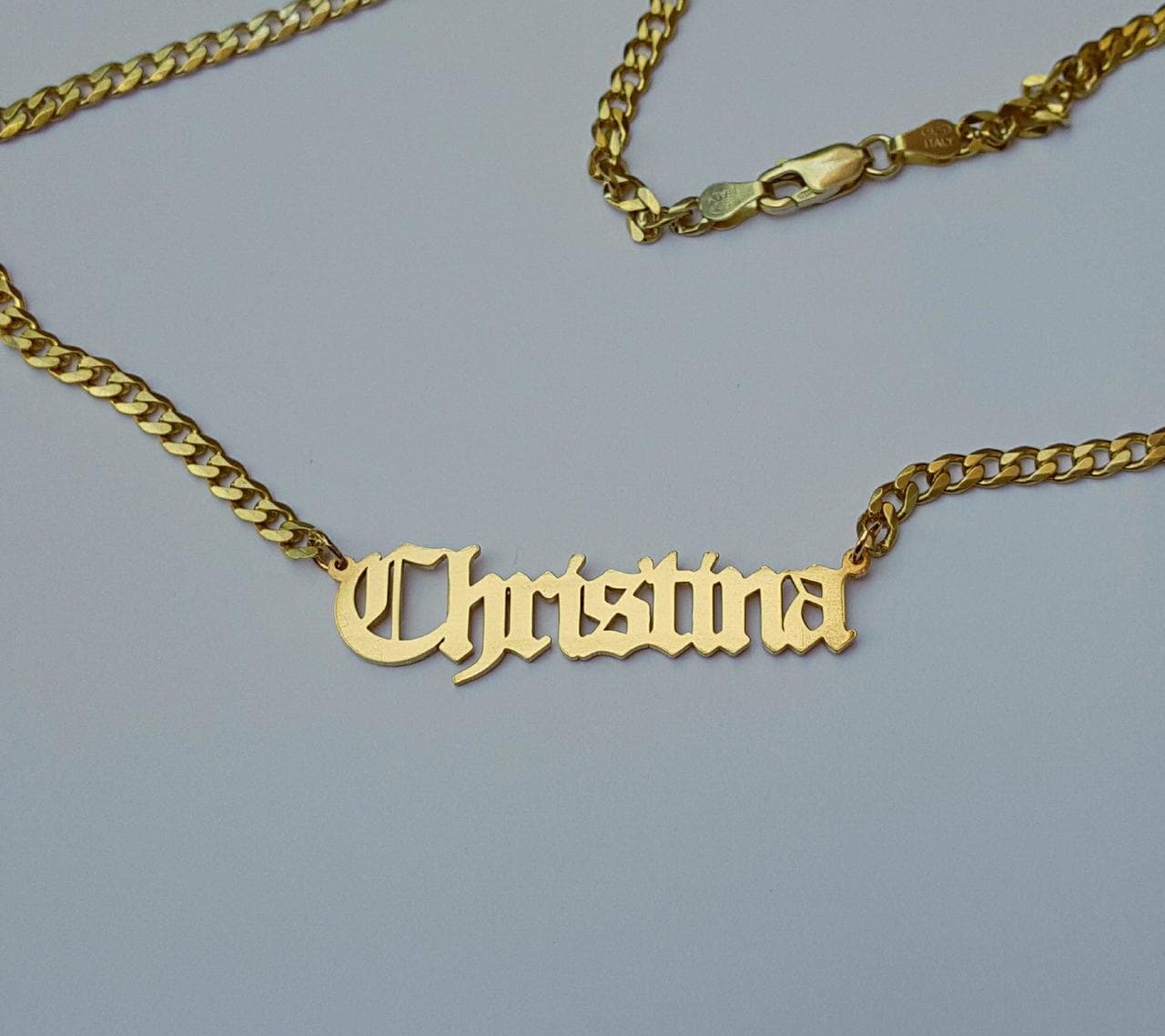 Cuban Link Old English Name Necklace, view 5