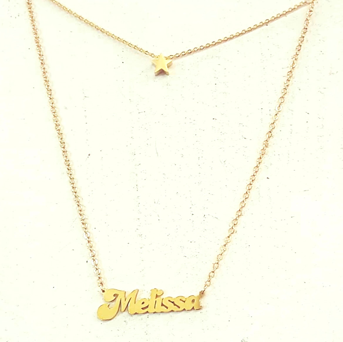 Custom Double Layer Name Necklace with Star