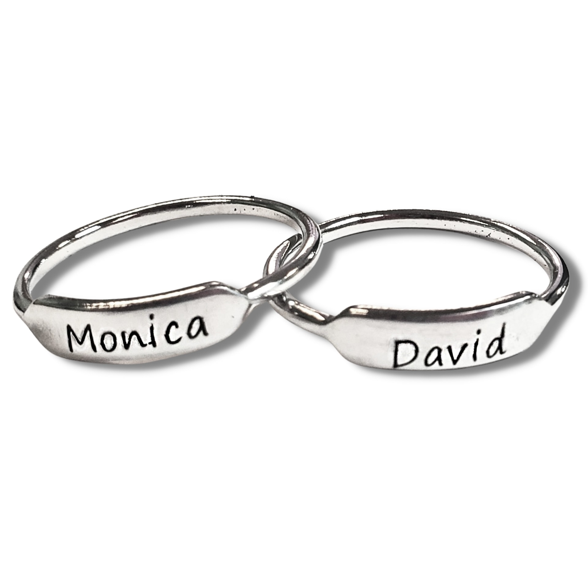 Engraved Stackable Ring Print Font Sterling Silver or Gold Plated