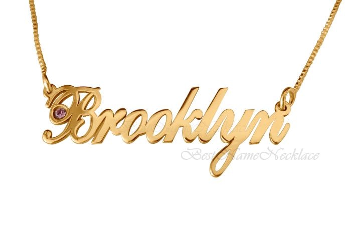 Brooklyn Gold Plated Name Necklace with Swarovski Element