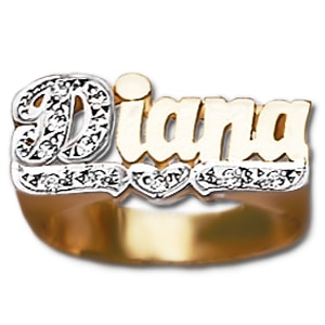 10 mm Diamond Name Ring Diana Style