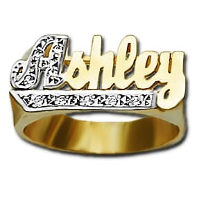 10 mm Diamond Name Ring Ashley Style