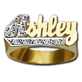 10 mm Diamond Name Ring Ashley Style