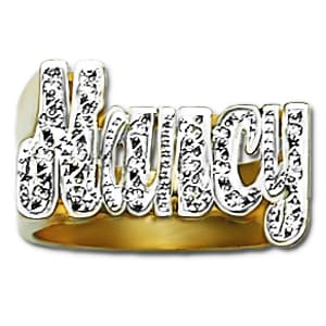 12 mm Diamond Name Ring Nancy Style