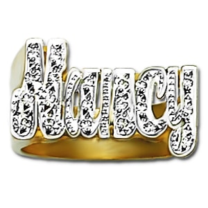 12 mm Diamond Name Ring Nancy Style
