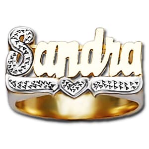 12 mm Diamond Name Ring Sandra Style